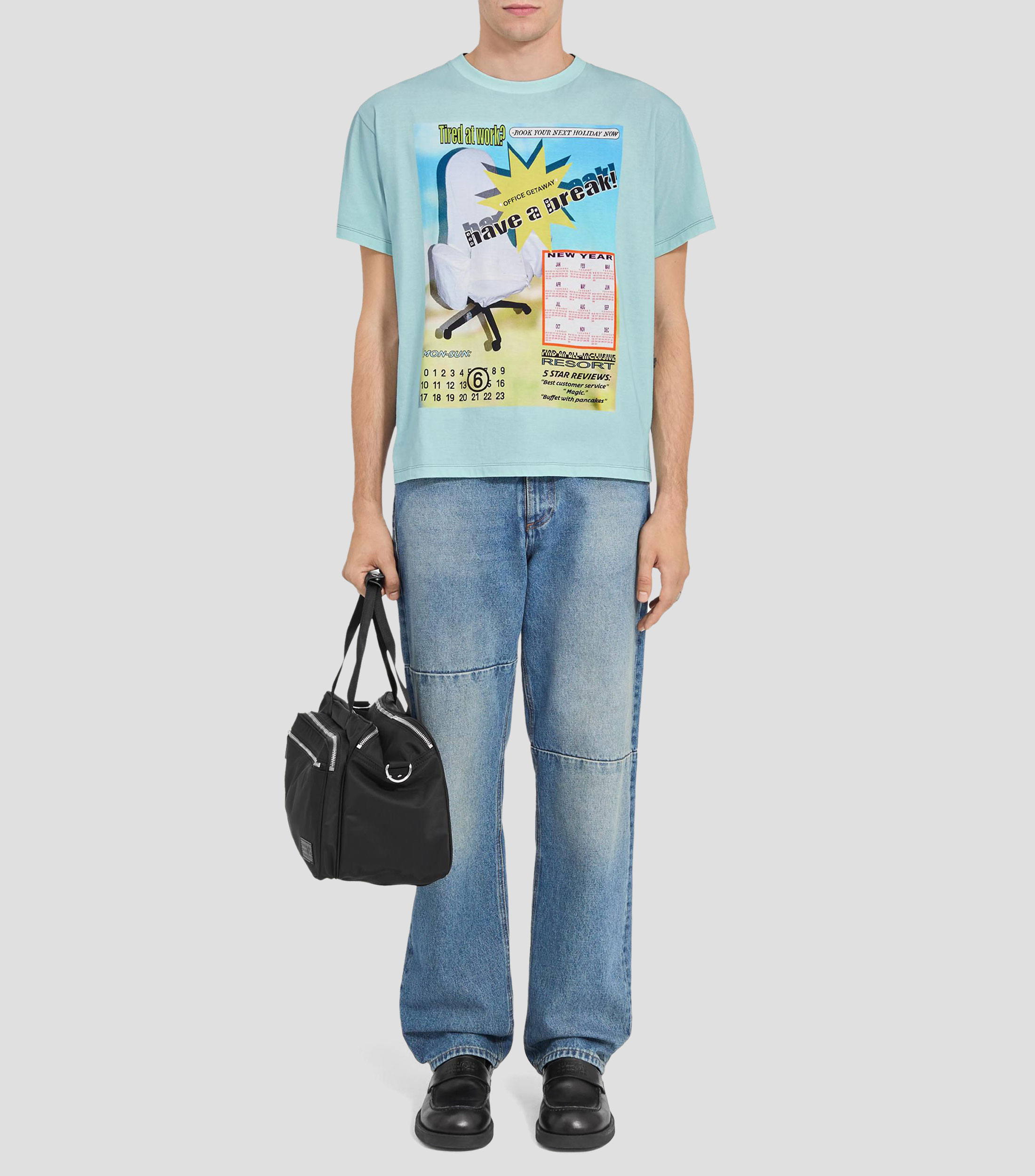 Playera de cuello redondo con manga corta estampada Hombre